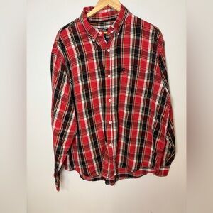 Ralph Lauren Polo Jeans Red and Black Plaid Flannel Button Down Shirt XL